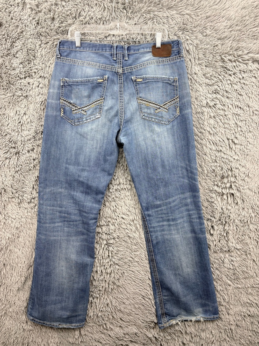 BKE Jeans Mens 36 Blue Tyler Straight Leg Mid Rise Medium Wash Thick Stitch